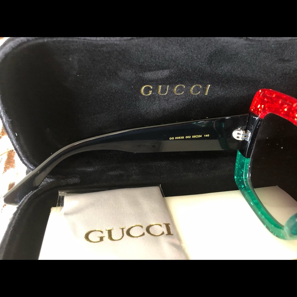 Gucci Red and Green Square Sunglasses - Picture 7 of 11
